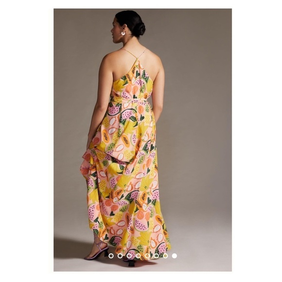HUTCH x Anthropologie Yellow Fruit Print Hi Low Maxi Wrap Dress XL NWT - Picture 9 of 9